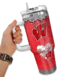 custom wisconsin badgers heart helmet motif red curved tumbler best selling.webp