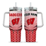 custom wisconsin badgers hex texture red curved tumbler best selling.webp