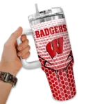 custom wisconsin badgers hex texture red curved tumbler best selling.webp