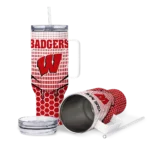 custom wisconsin badgers hex texture red curved tumbler best selling.webp