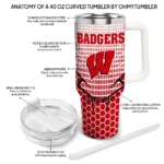 custom wisconsin badgers hex texture red curved tumbler best selling.webp
