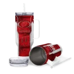 custom wisconsin badgers hexagon armor red curved tumbler best selling.webp
