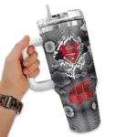 custom wisconsin badgers superman shield red gray curved tumbler best selling.webp