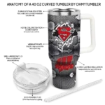 custom wisconsin badgers superman shield red gray curved tumbler best selling.webp