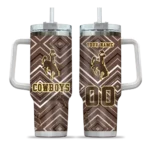 custom wyoming cowboys bold diamonds brown curved tumbler best selling.webp