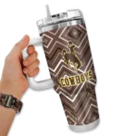 custom wyoming cowboys bold diamonds brown curved tumbler best selling.webp