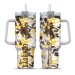 custom wyoming cowboys camo mashup brown white curved tumbler best selling.webp