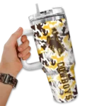 custom wyoming cowboys camo mashup brown white curved tumbler best selling.webp