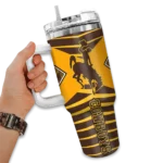 custom wyoming cowboys chevron layers brown curved tumbler best selling.webp