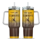 custom wyoming cowboys gradient dots brown curved tumbler best selling.webp