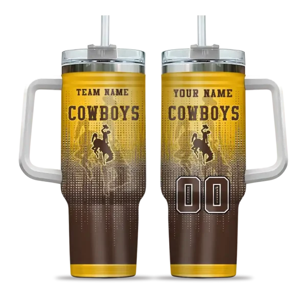 custom wyoming cowboys gradient dots brown curved tumbler best selling.webp