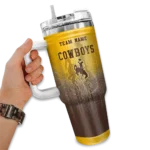custom wyoming cowboys gradient dots brown curved tumbler best selling.webp