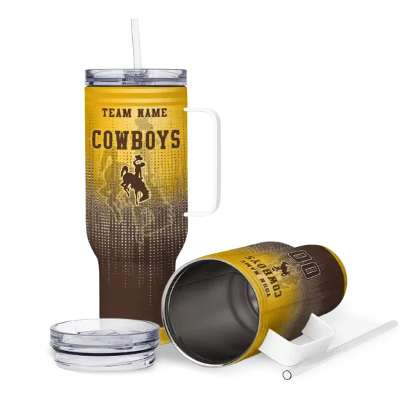 custom wyoming cowboys gradient dots brown curved tumbler high quality.webp