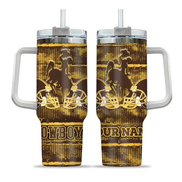 custom wyoming cowboys honey streaks brown curved tumbler best selling.webp