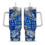 customized air force falcons abstract paths blue curved tumbler best selling.webp