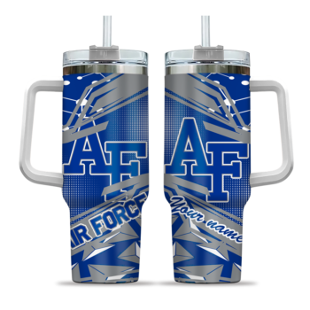 customized air force falcons abstract paths blue curved tumbler best selling.webp