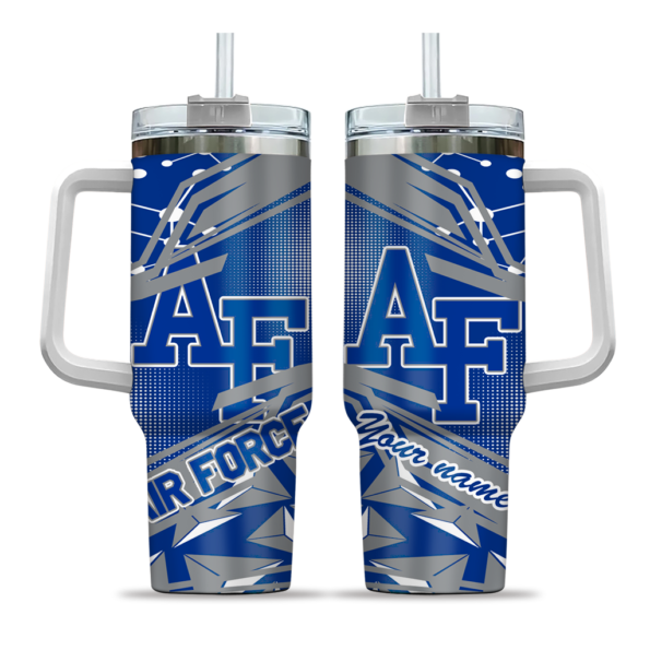 customized air force falcons abstract paths blue curved tumbler best selling.webp