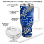 customized air force falcons abstract paths blue curved tumbler best selling.webp