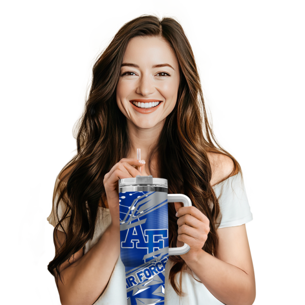 customized air force falcons abstract paths blue curved tumbler premium grade.webp