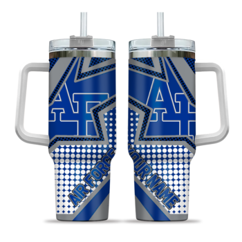 customized air force falcons arrow burst blue curved tumbler best selling.webp