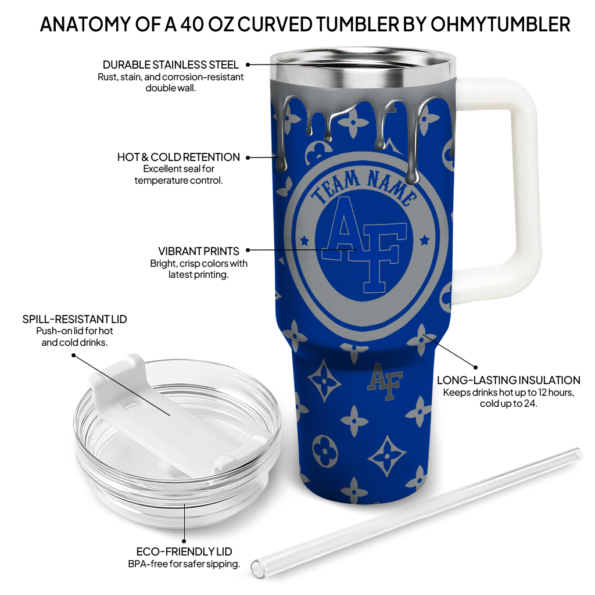 customized air force falcons bullseye drips blue curved tumbler new arrival.webp