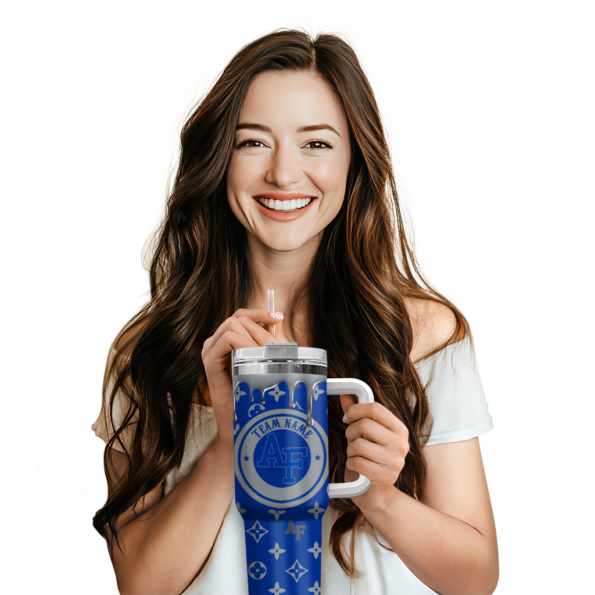 customized air force falcons bullseye drips blue curved tumbler premium grade.webp