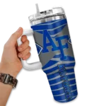 customized air force falcons chevron layers blue curved tumbler best selling.webp