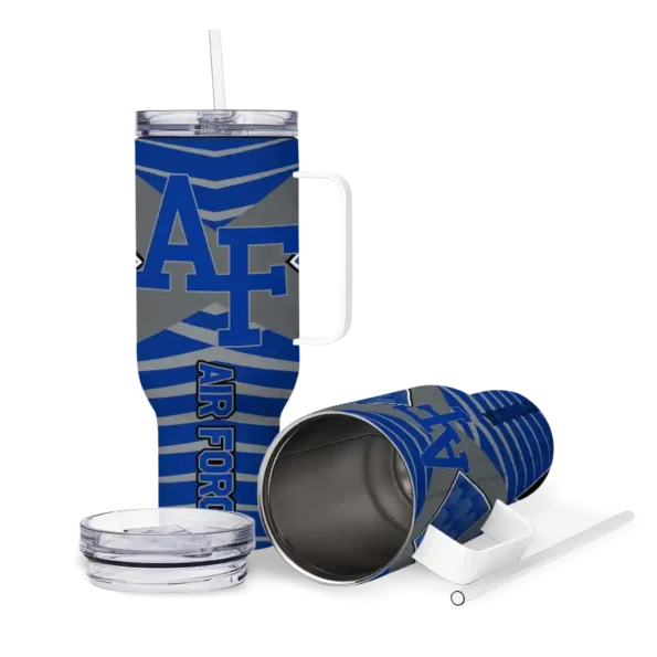 customized air force falcons chevron layers blue curved tumbler high quality.webp