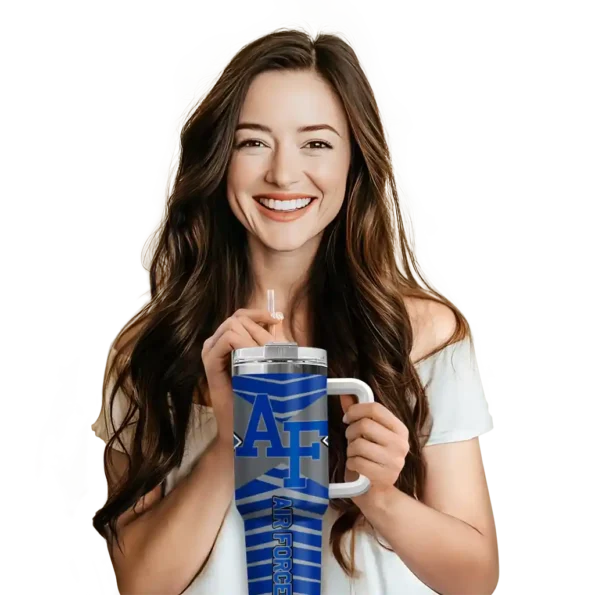 customized air force falcons chevron layers blue curved tumbler premium grade.webp