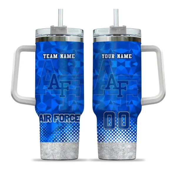customized air force falcons geometric prism blue curved tumbler best selling.webp