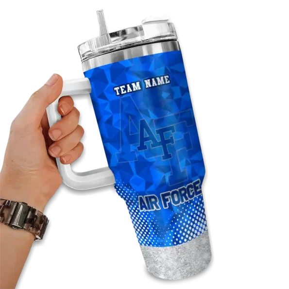 customized air force falcons geometric prism blue curved tumbler fashion forward.webp