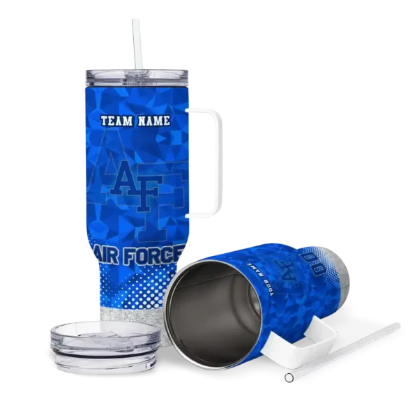 customized air force falcons geometric prism blue curved tumbler high quality.webp