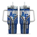 customized air force falcons leopard zipper blue curved tumbler best selling.webp