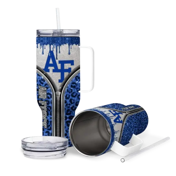 customized air force falcons leopard zipper blue curved tumbler high quality.webp