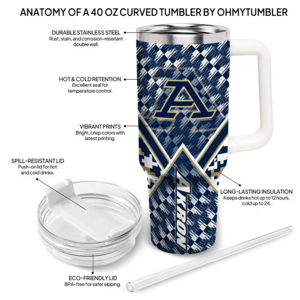 customized akron zips chevron angle blue curved tumbler new arrival.webp
