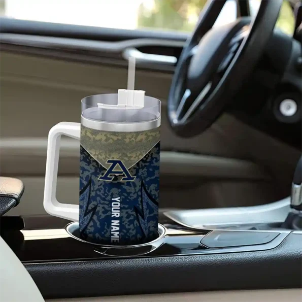 customized akron zips chevron stripe blue curved tumbler trendy.webp