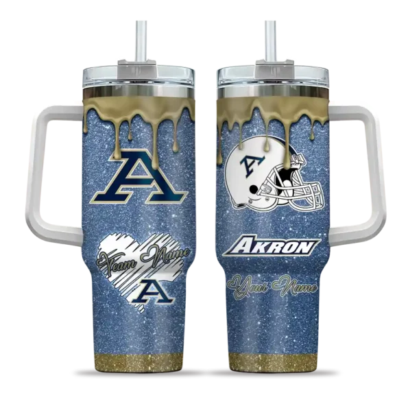 customized akron zips heart helmet motif blue curved tumbler best selling.webp