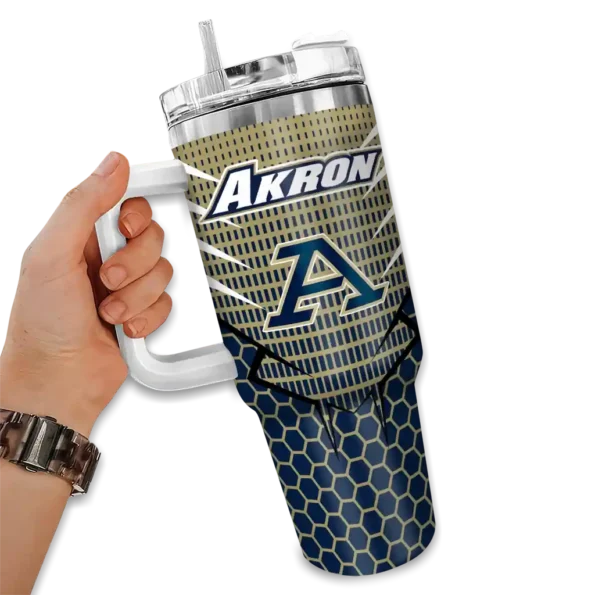 customized akron zips hex texture blue curved tumbler fashion forward.webp