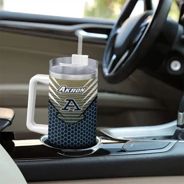 customized akron zips hex texture blue curved tumbler trendy.webp