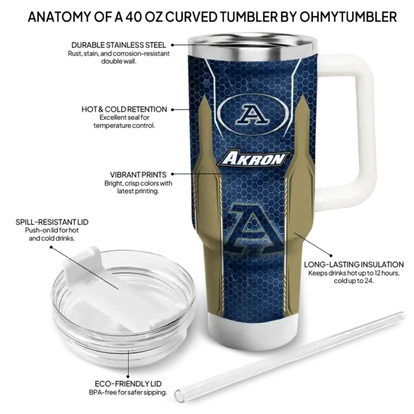customized akron zips hexagon armor blue curved tumbler new arrival.webp