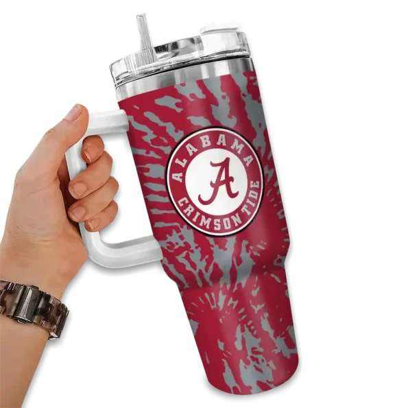 customized alabama crimson tide burst swirl crimson curved tumbler fashion forward.webp