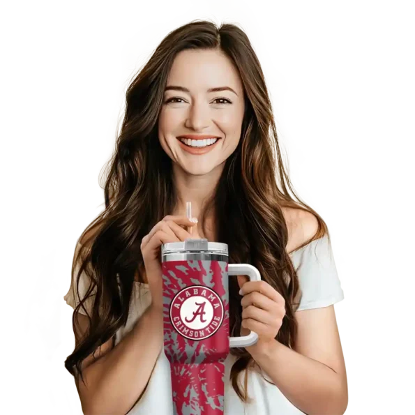 customized alabama crimson tide burst swirl crimson curved tumbler premium grade.webp