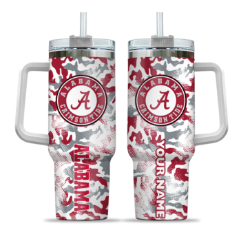 customized alabama crimson tide camo mashup crimson white curved tumbler best selling.webp