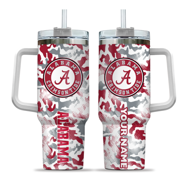 customized alabama crimson tide camo mashup crimson white curved tumbler best selling.webp
