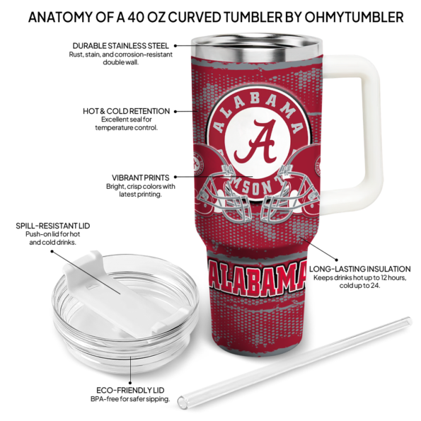 customized alabama crimson tide honey streaks crimson curved tumbler new arrival.webp