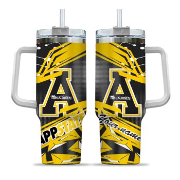 customized appalachian state mountaineers abstract paths black curved tumbler best selling.webp