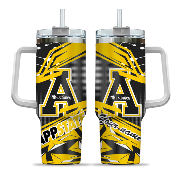 customized appalachian state mountaineers abstract paths black curved tumbler best selling.webp