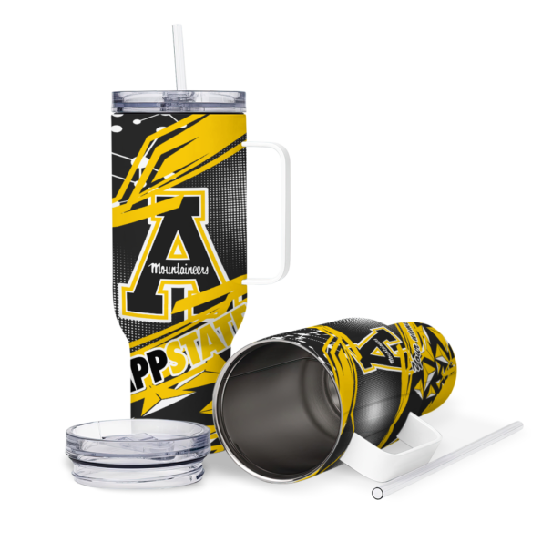customized appalachian state mountaineers abstract paths black curved tumbler high quality.webp