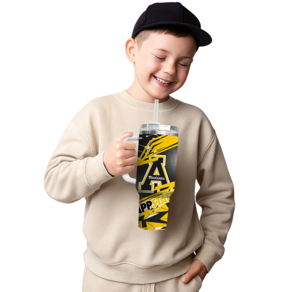customized appalachian state mountaineers abstract paths black curved tumbler latest model.webp