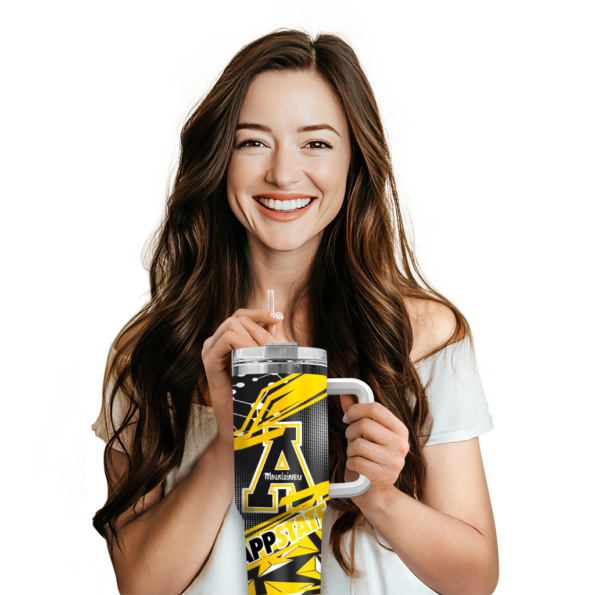customized appalachian state mountaineers abstract paths black curved tumbler premium grade.webp